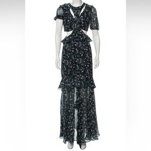 AMUR Floral Cutout Maxi Dress